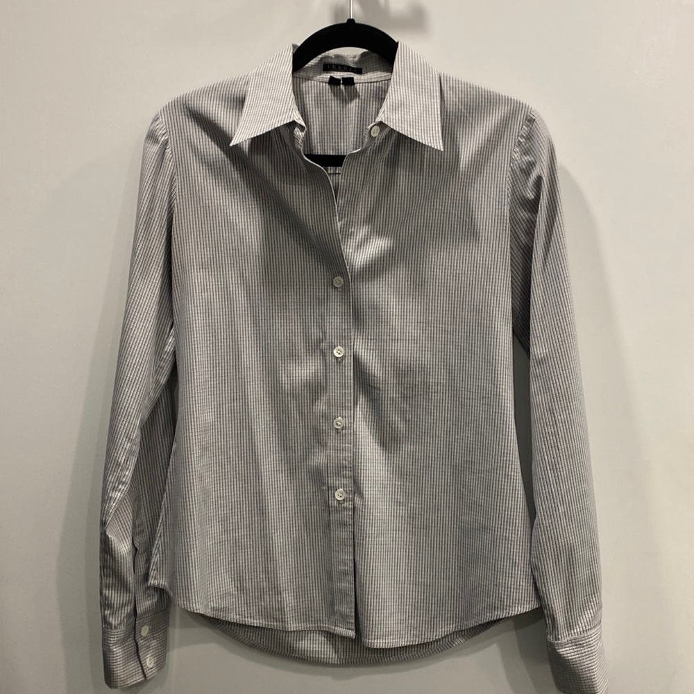 Theory plaid button down shirt, with stretch, size Small